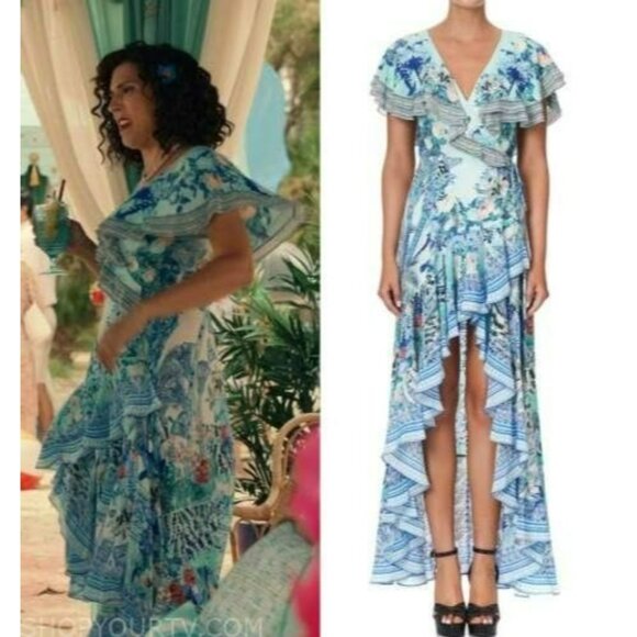 NWT Camilla Frill Sleeve Long Maxi Dress Wings of Luxor Blue Crystal Embellished - Picture 4 of 16